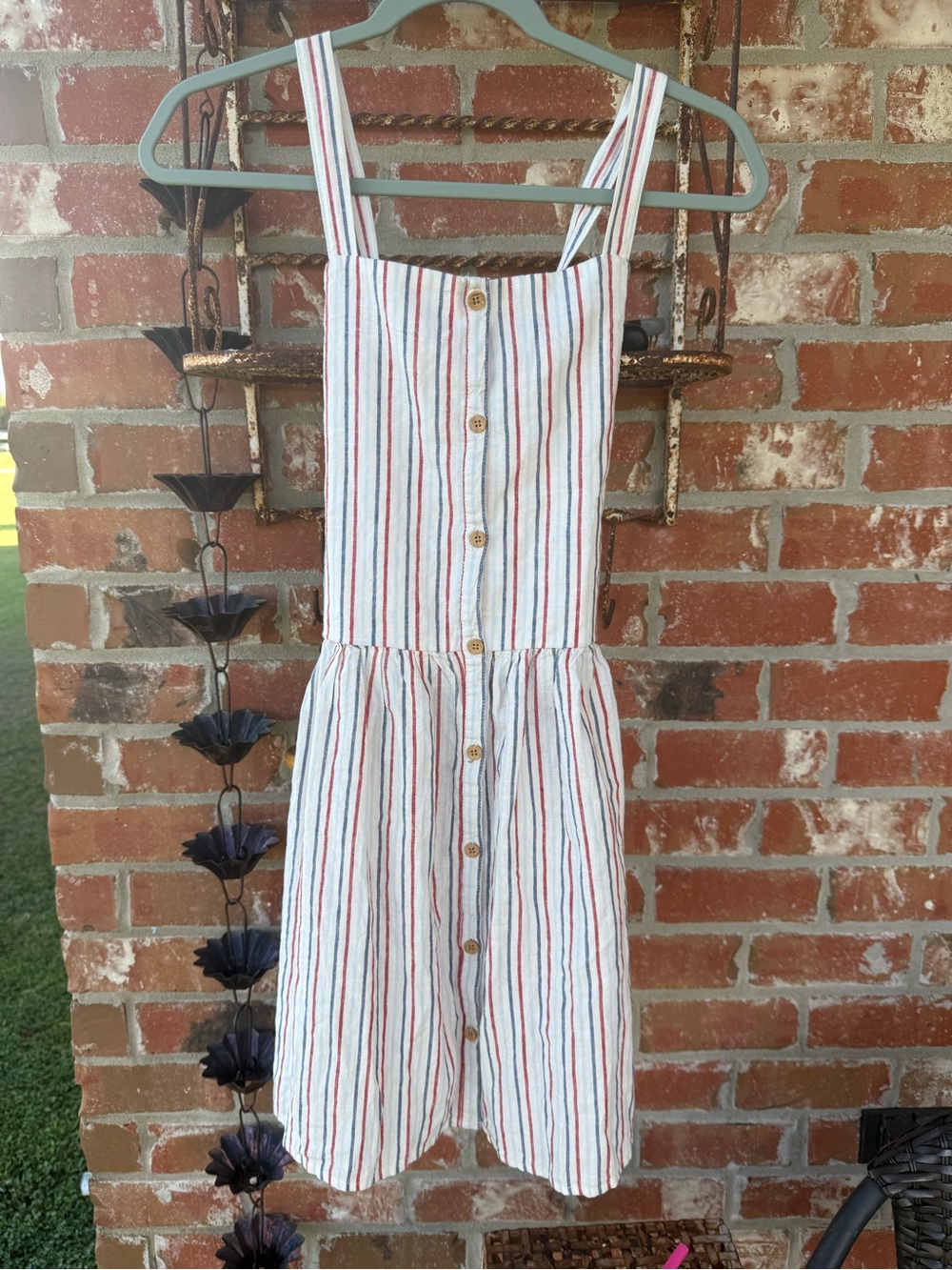 OshKosh B'gosh White Dress with Red and Blue Stripes